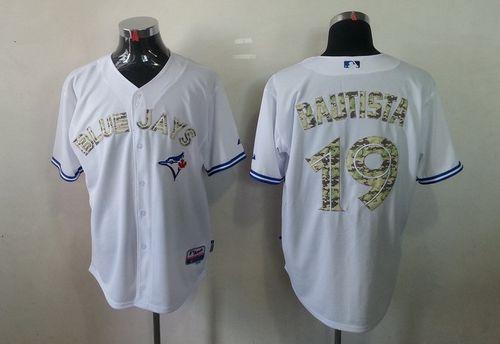 Blue Jays #19 Jose Bautista White USMC Cool Base Stitched MLB Jersey - Click Image to Close